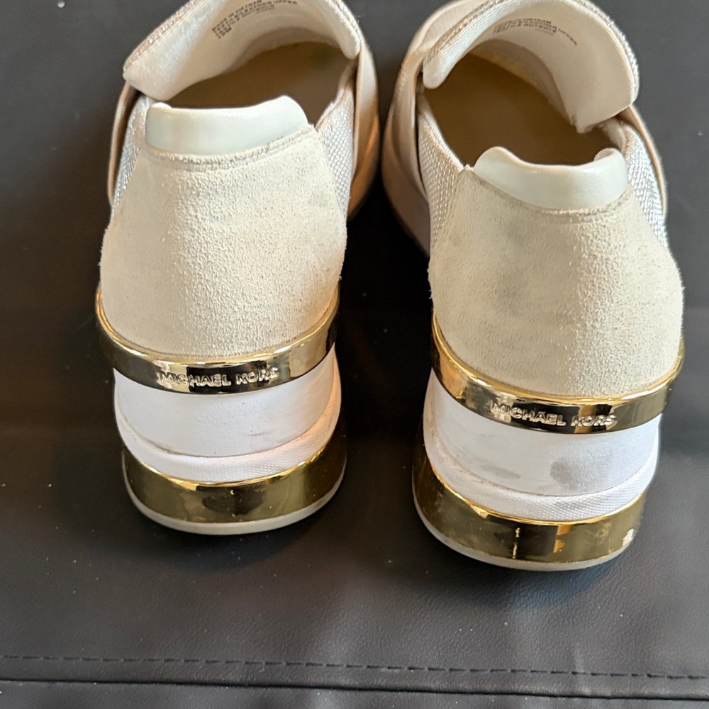 Michael Kors Ivory Shimmer Slip-On Wedge Sneakers Size 10M - Picture 4 of 10